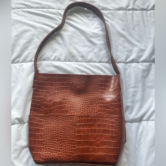Faux Leather Brown Croc Bag - Picture 2 of 5